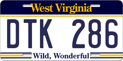 WV license plate DTK286