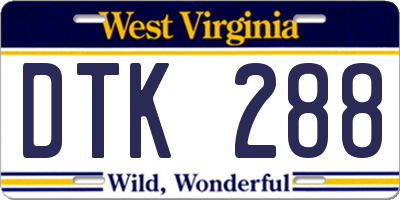 WV license plate DTK288