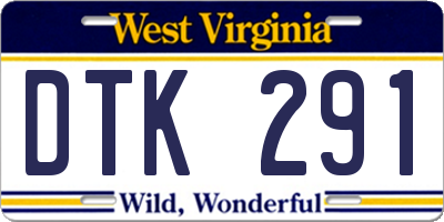WV license plate DTK291