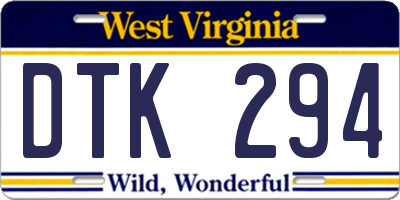 WV license plate DTK294
