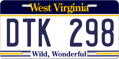 WV license plate DTK298