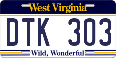 WV license plate DTK303