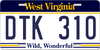 WV license plate DTK310