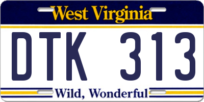 WV license plate DTK313