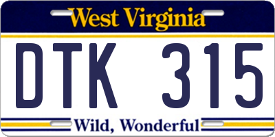 WV license plate DTK315