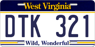 WV license plate DTK321