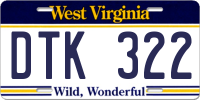 WV license plate DTK322