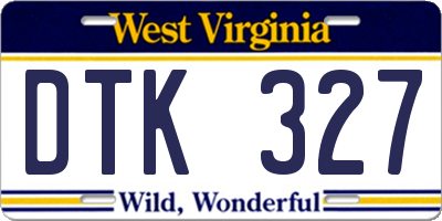 WV license plate DTK327