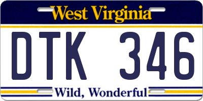 WV license plate DTK346