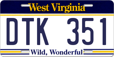 WV license plate DTK351