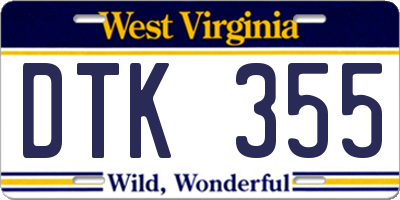 WV license plate DTK355
