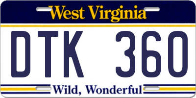 WV license plate DTK360