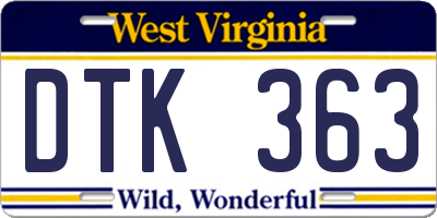 WV license plate DTK363