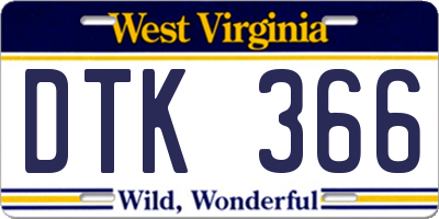 WV license plate DTK366