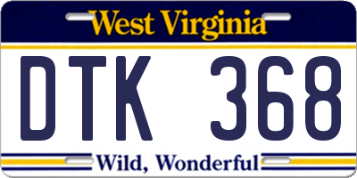 WV license plate DTK368