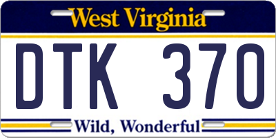 WV license plate DTK370