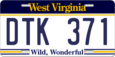WV license plate DTK371