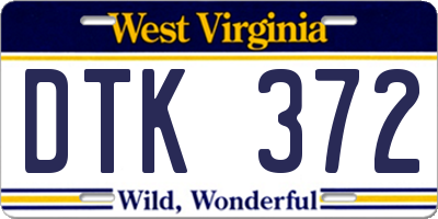 WV license plate DTK372