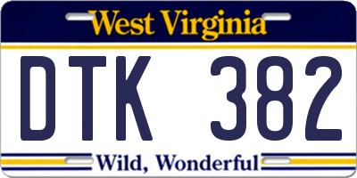 WV license plate DTK382