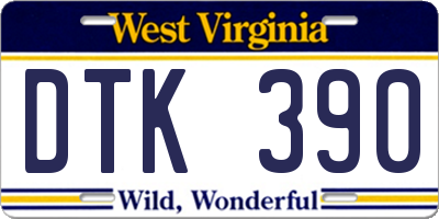 WV license plate DTK390