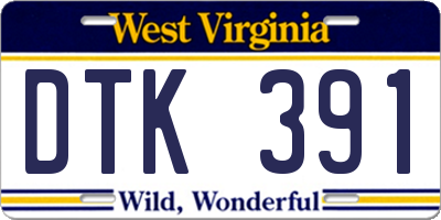 WV license plate DTK391