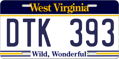 WV license plate DTK393