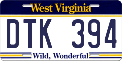 WV license plate DTK394