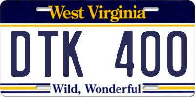 WV license plate DTK400