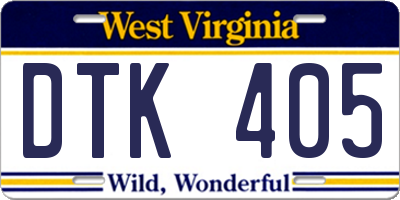 WV license plate DTK405