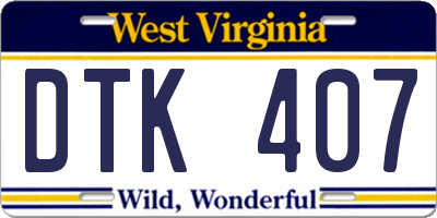 WV license plate DTK407