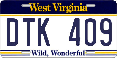 WV license plate DTK409