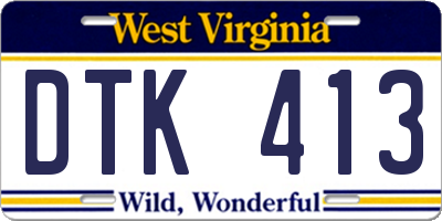 WV license plate DTK413