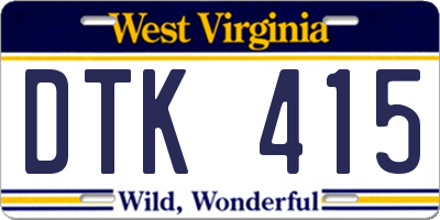 WV license plate DTK415