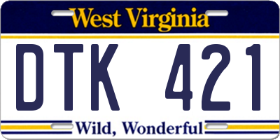 WV license plate DTK421