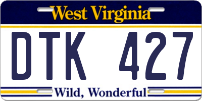 WV license plate DTK427