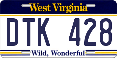 WV license plate DTK428