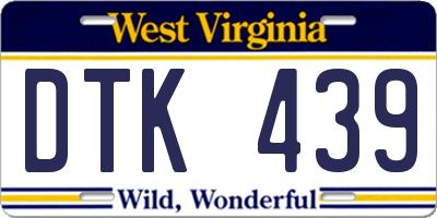 WV license plate DTK439