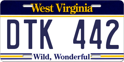 WV license plate DTK442