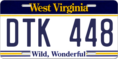 WV license plate DTK448