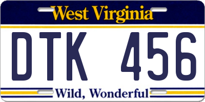 WV license plate DTK456