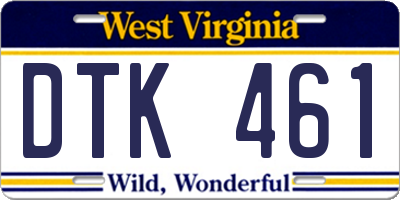 WV license plate DTK461