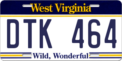 WV license plate DTK464