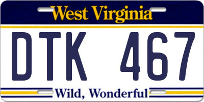 WV license plate DTK467