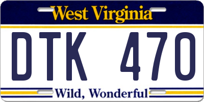 WV license plate DTK470