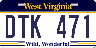 WV license plate DTK471