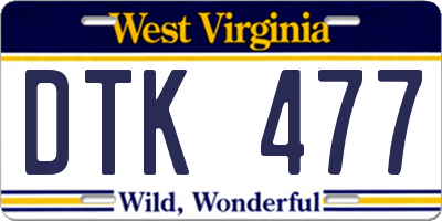 WV license plate DTK477