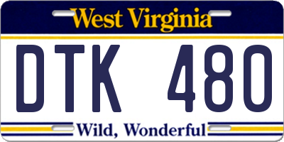 WV license plate DTK480