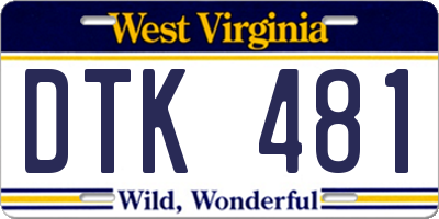 WV license plate DTK481