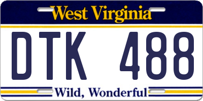 WV license plate DTK488