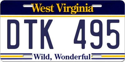 WV license plate DTK495